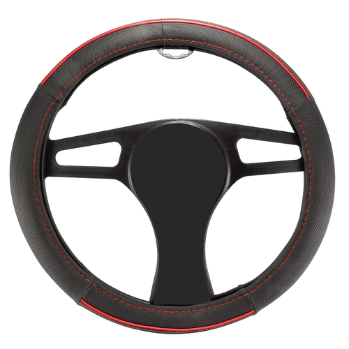CUBREVOLANTE NEGRO CON COSTURA ROJA