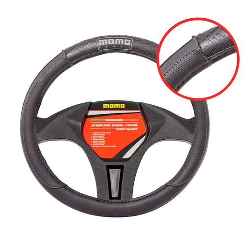 CUBRE VOLANTE MOMO NEGRO Y GRIS