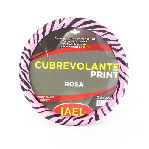 CUBREVOLANTE ANIMAL PRINT ROSA Y NEGRO 38CM AFELPADO