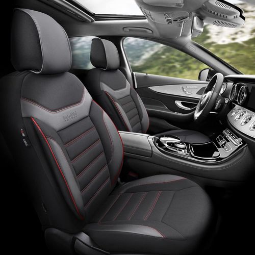 FUNDAS CUBRE ASIENTO IMPORTADAS GUZMAN INDIVIDUAL NEGRO CON ROJO