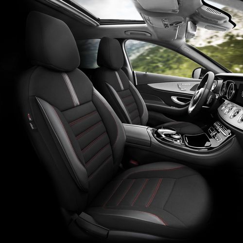 FUNDAS CUBRE ASIENTO IMPORTADAS GUZMAN LIMITED NEGRO CON ROJO