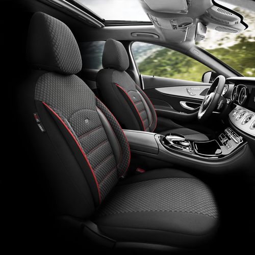 FUNDAS CUBRE ASIENTO IMPORTADAS GUZMAN SPORT PLUS NEGRO Y ROJO