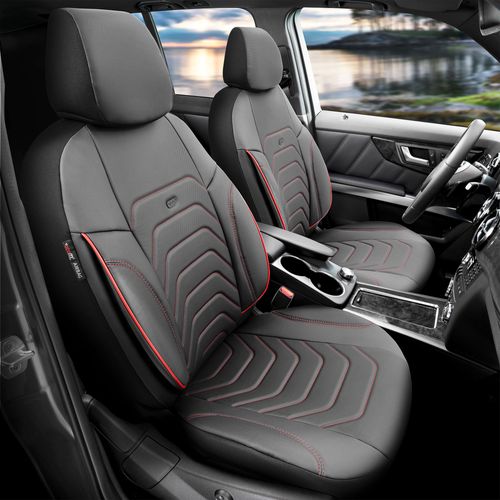 FUNDAS CUBRE ASIENTO IMPORTADAS GUZMAN CORE NEGRO CON ROJO