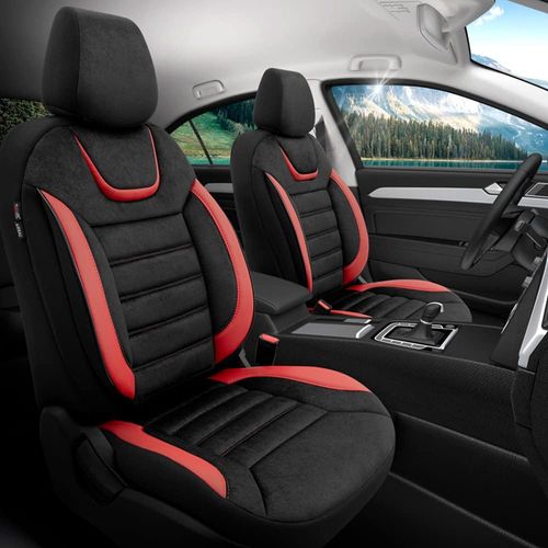 FUNDAS CUBRE ASIENTO IMPORTADAS GUZMAN ICONIC NEGRO CON ROJO